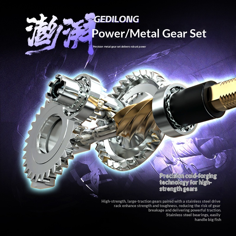 Maris full-metal spinning reel handle detail