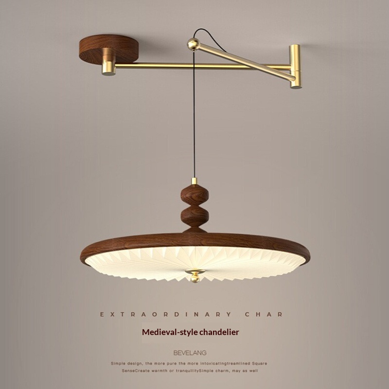 Mid-century Modern Minimalist American-style Vintage Walnut-colored Chandelier