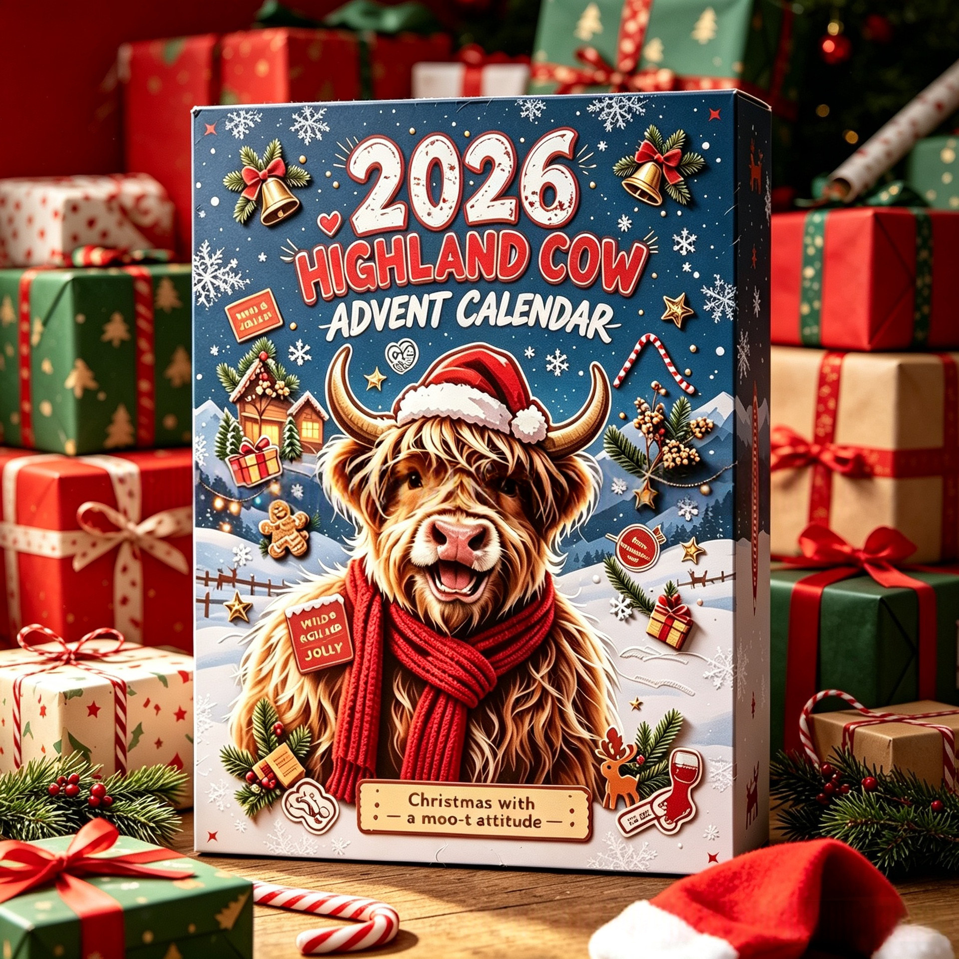 Highland Cow PVC Christmas Advent Calendar