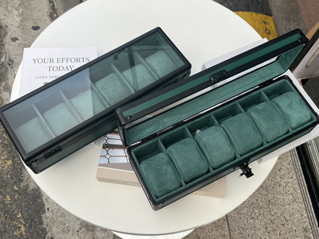 Aluminum Alloy Watch and Jewelry Storage Box with 6 Compartments – Green | vcity.io