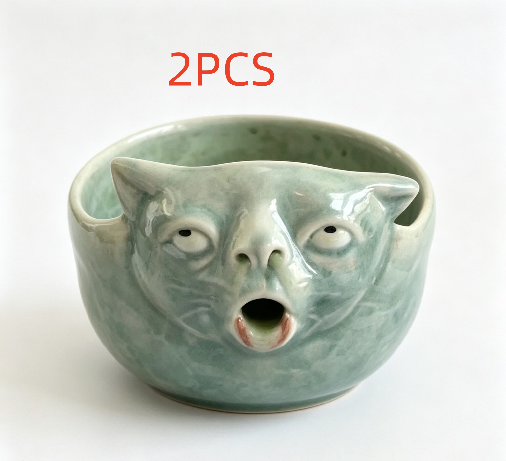 Flow Nose Cat Matcha Bowl Ceramic Bowl 2PCS