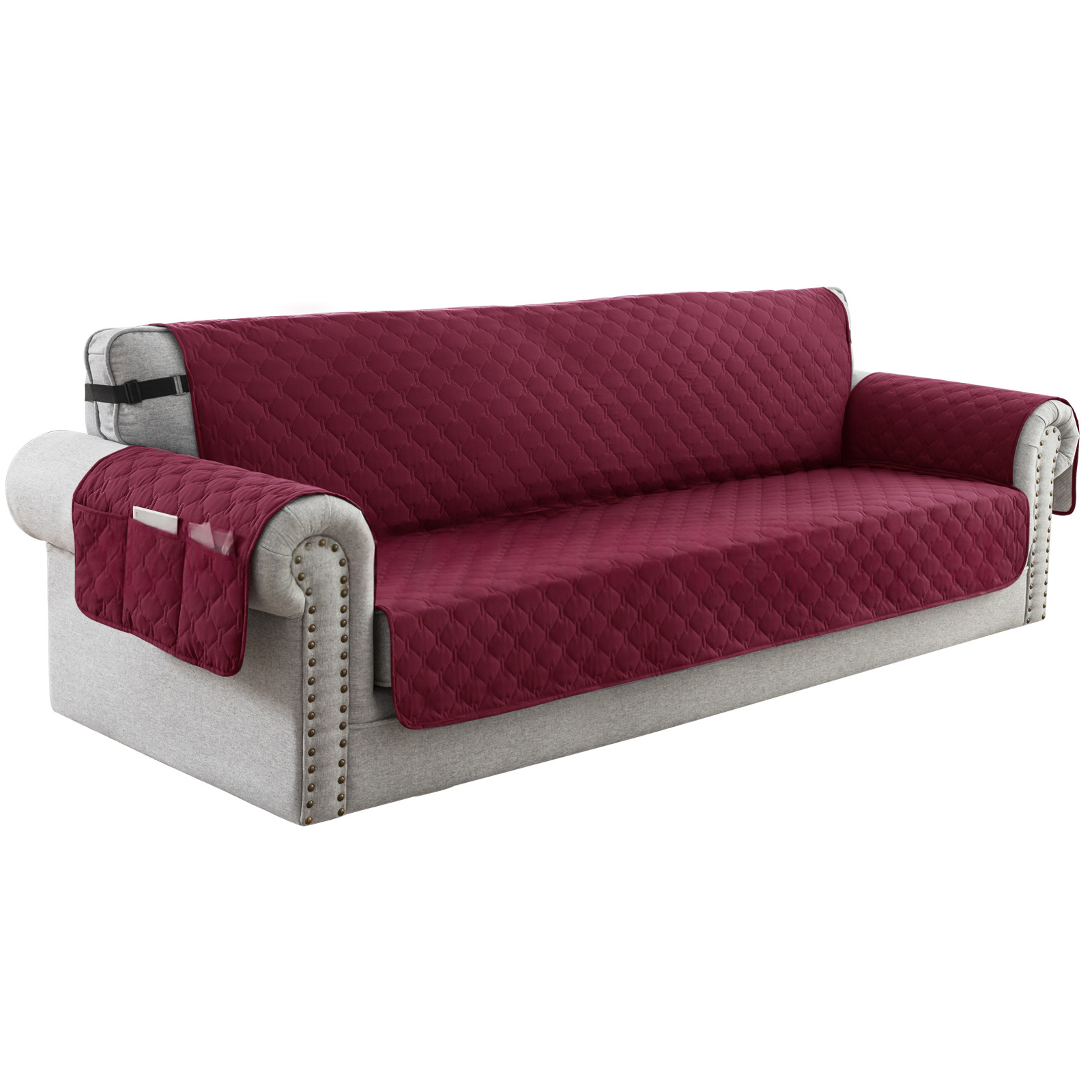 Full Waterproof Sofa Cushion Non-slip Anti-fouling Pet Pad Wine Red One Person