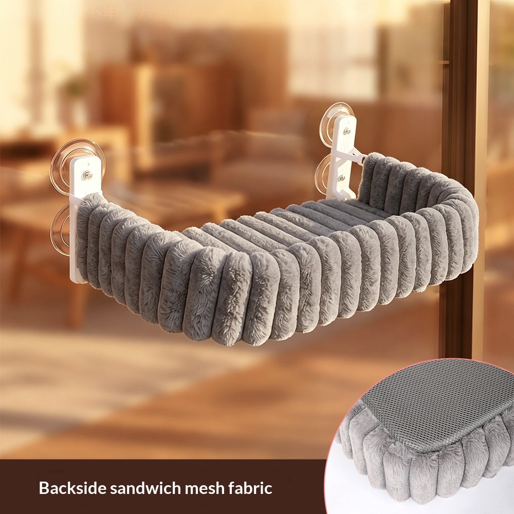 Hanging Suction-Cup Plush Cat Hammock Bags Elephant Gray
