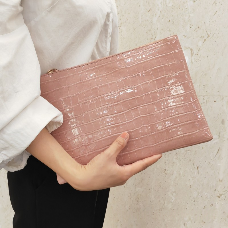 Elegant Versatile Glossy Crocodile-pattern Clutch 4