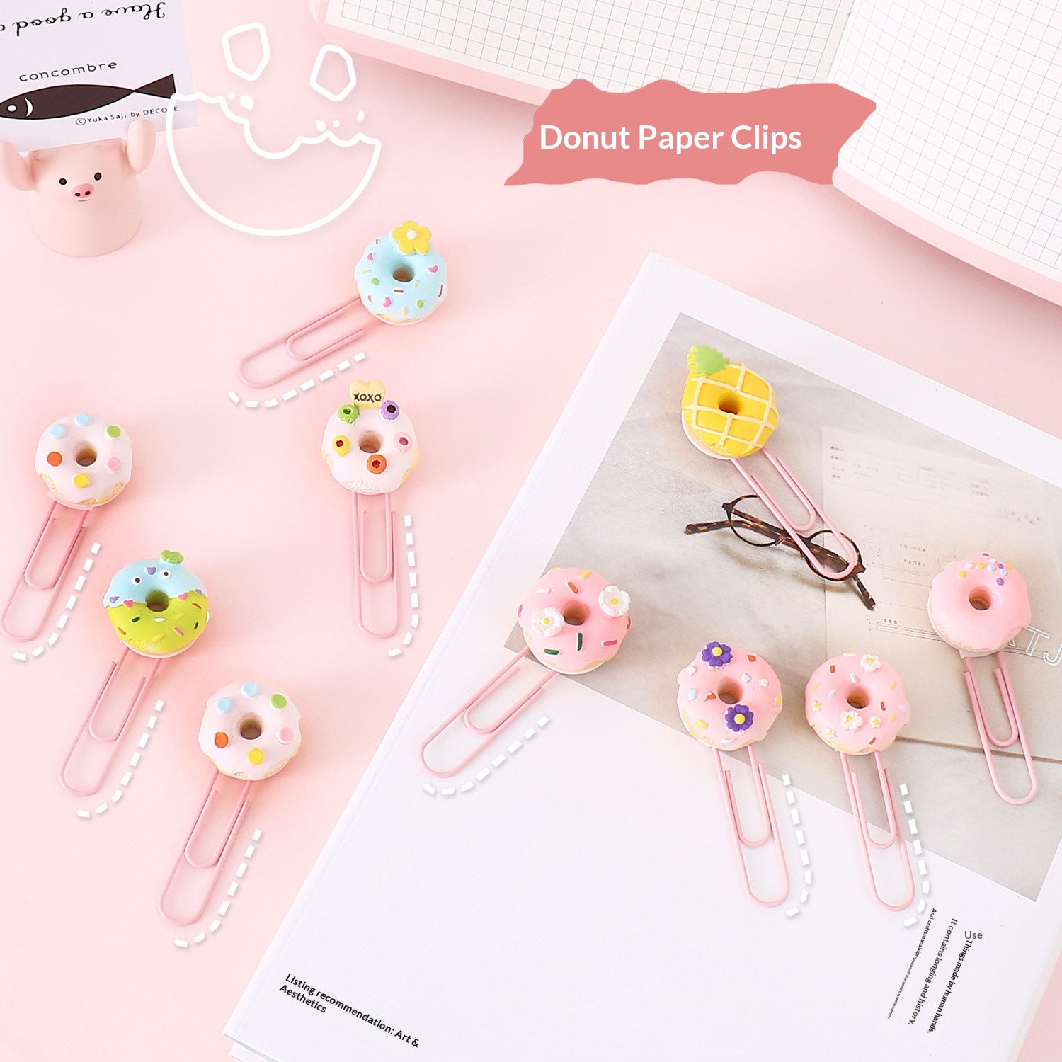 Cute Donut-shaped Paper Clips For Journal Decorating