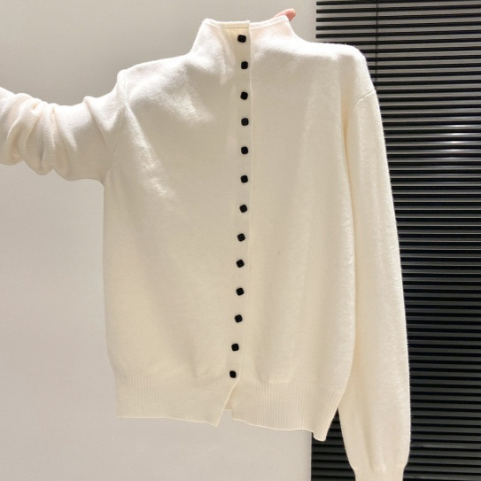 Women's Stand-Collar Knitted Cardigan Thickened And Loose-Fitting Sweater product image