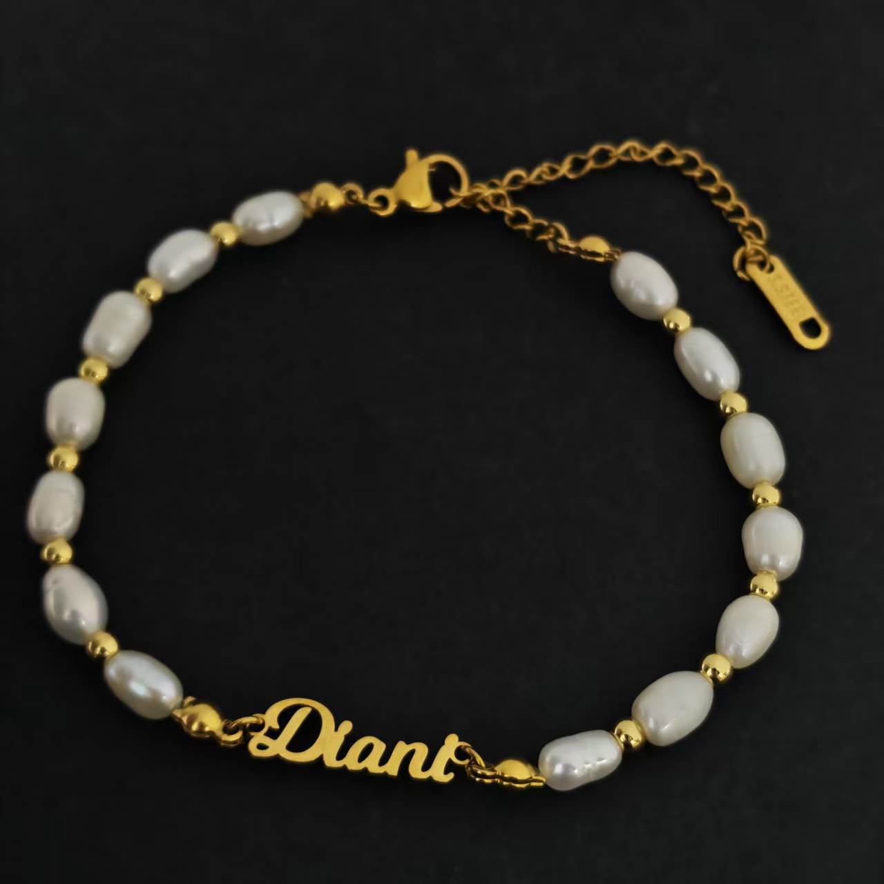 Personalized Name Freshwater Pearl Bead Bracelet product image