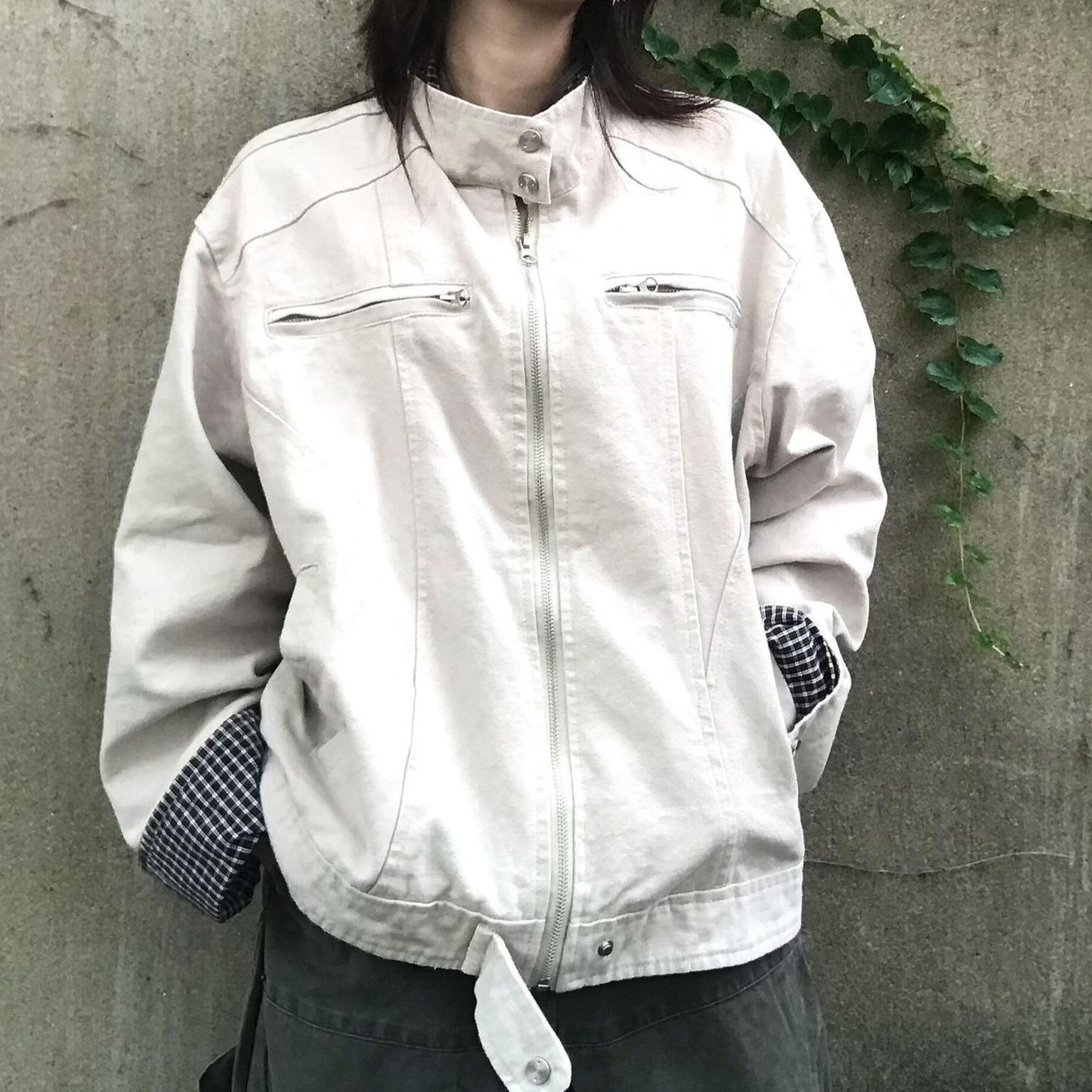 Women's Retro Hip-Hop Workwear Plaid Patchwork Jacket product image