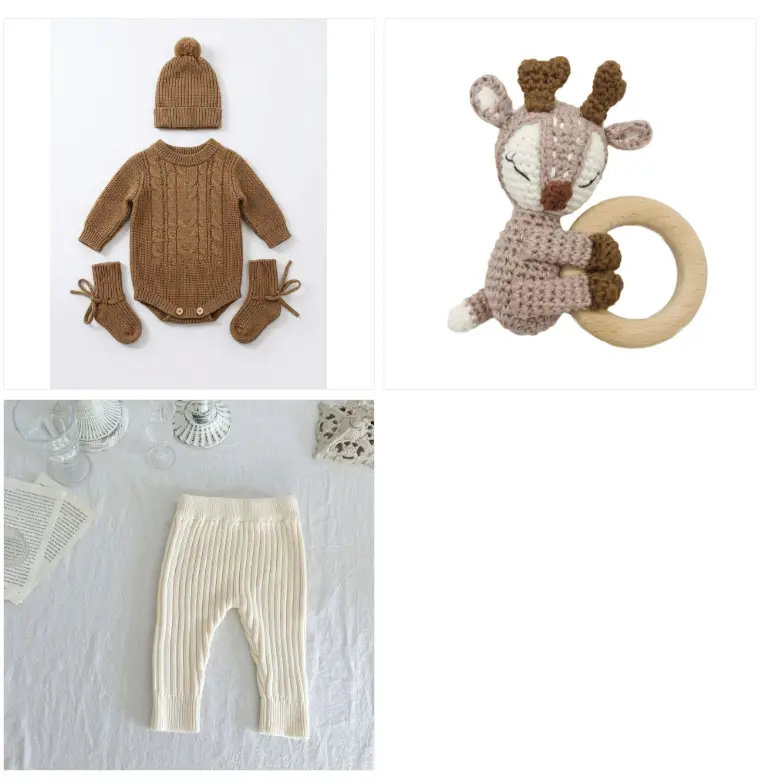 Baby Long-sleeve Knitted Romper Three-piece Set