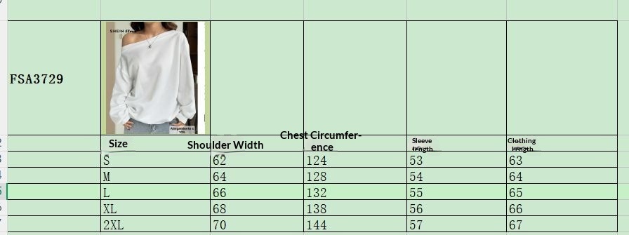 Women's Asymmetric Wide-Neck Long-Sleeve Top - S to 2XL size chart