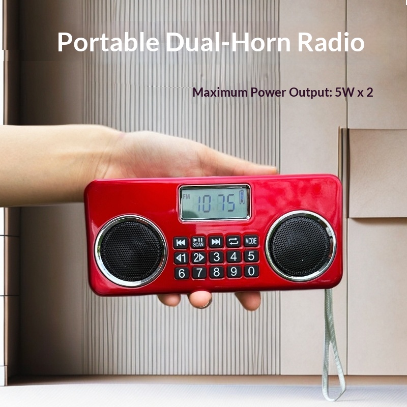 Portable Rechargeable Dual-speaker Bluetooth Multi-function Radio For Seniors