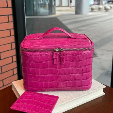 Genuine Leather Pattern Cosmetic Travel Bag