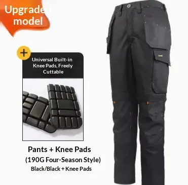 Abrasion-resistant, Multi-pocket Loose-fit Work Pants With Reflective Strips For Electricians And Mechanics