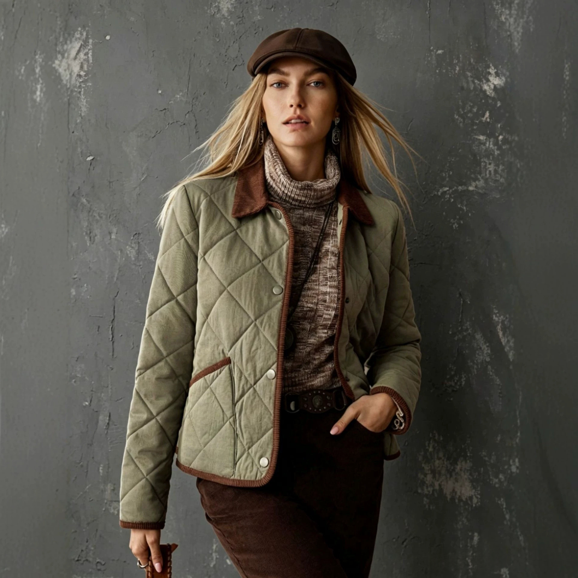Women's Corduroy Patchwork-collar Lightweight Jacket product image