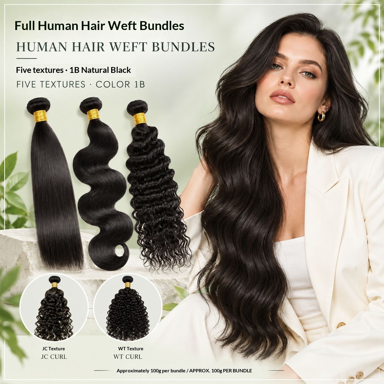 Extensions Deep Wave Human Hair Bundle, Real Human Hair Weft, Hair Weft