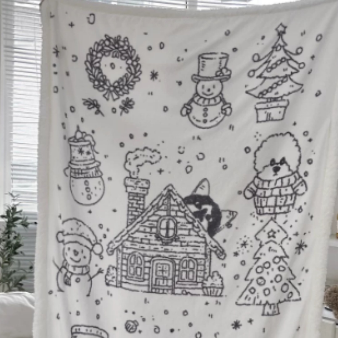 Christmas Flannel Lamb Wool Double-layer Thick Blanket Air Conditioning Blanket