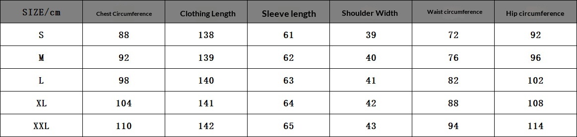 Women's Stand-Collar V-Neck Long-Sleeve Maxi Dress - size chart