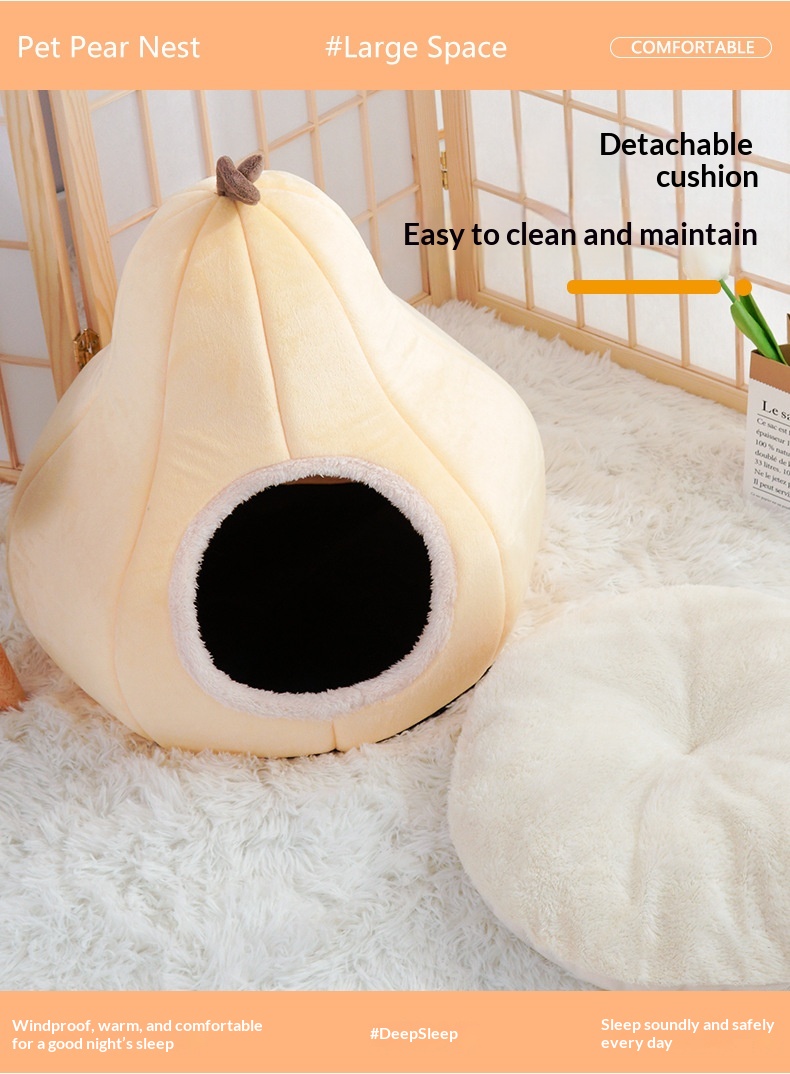 New Cat Bed, Warm Pet House, Cute Dog Bed, Semi-enclosed, All-season Pet Sleeping Nest, Winter Warmth detail photo 10