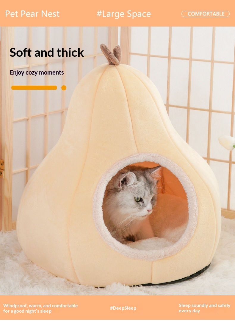 New Cat Bed, Warm Pet House, Cute Dog Bed, Semi-enclosed, All-season Pet Sleeping Nest, Winter Warmth detail photo 4