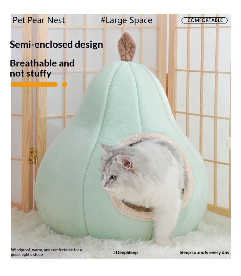 New Cat Bed, Warm Pet House, Cute Dog Bed, Semi-enclosed, All-season Pet Sleeping Nest, Winter Warmth detail photo 7