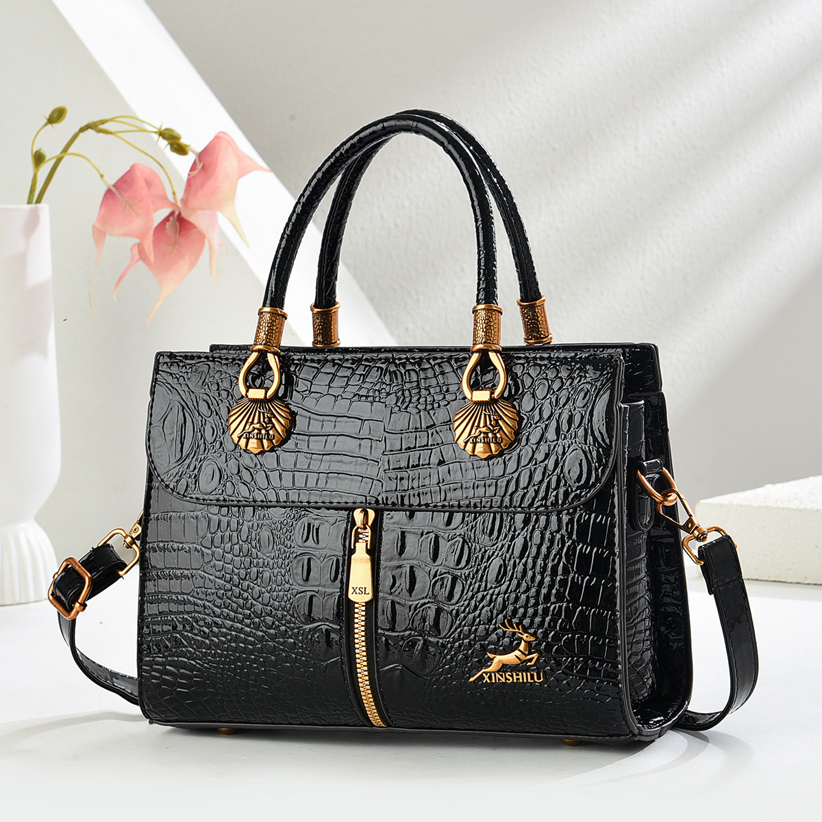 Women pattern handbag shoulder crossbody bag (grey)