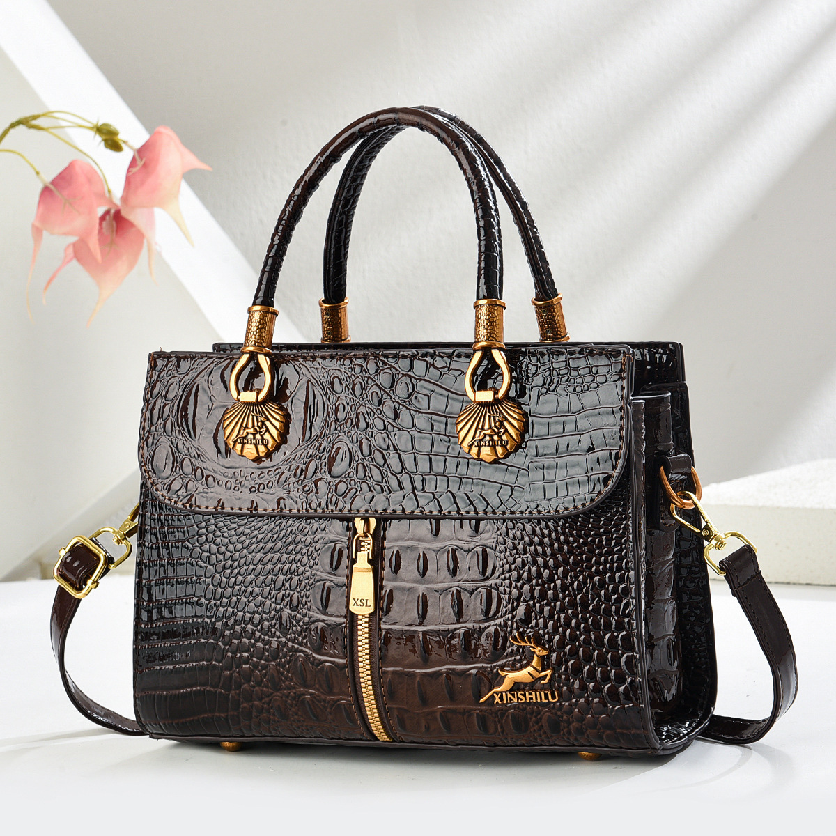 Women pattern handbag shoulder crossbody bag (grey)