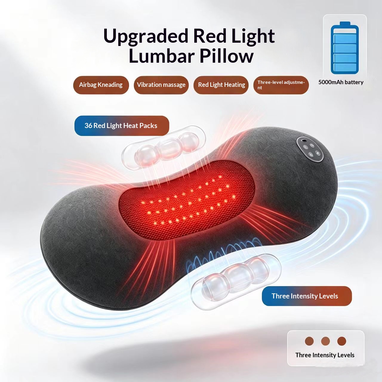 Heated Cervical Pillow Rechargeable With Lumbar Massage Function