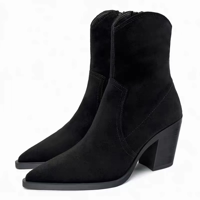 Retro Slim Pointed-Toe Ankle Boots For Women
