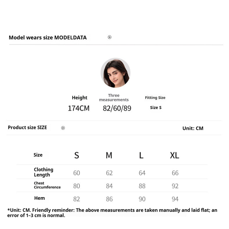 Women's Fitted Hooded Zip-Up Jacket - S to XL size chart