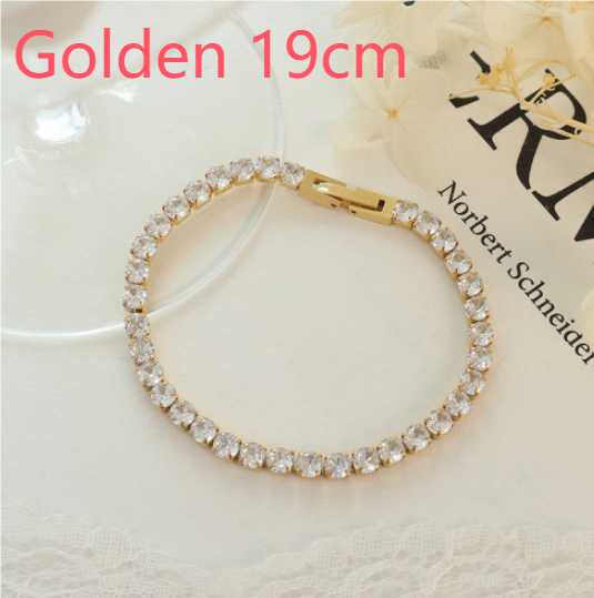 Women's Fashion And Fully-jewelled Zircon Bracelet Bling Chain Bracelet For Girl Titanium Steel Cubic Chain Jewelry Exquisite Gift — image 1