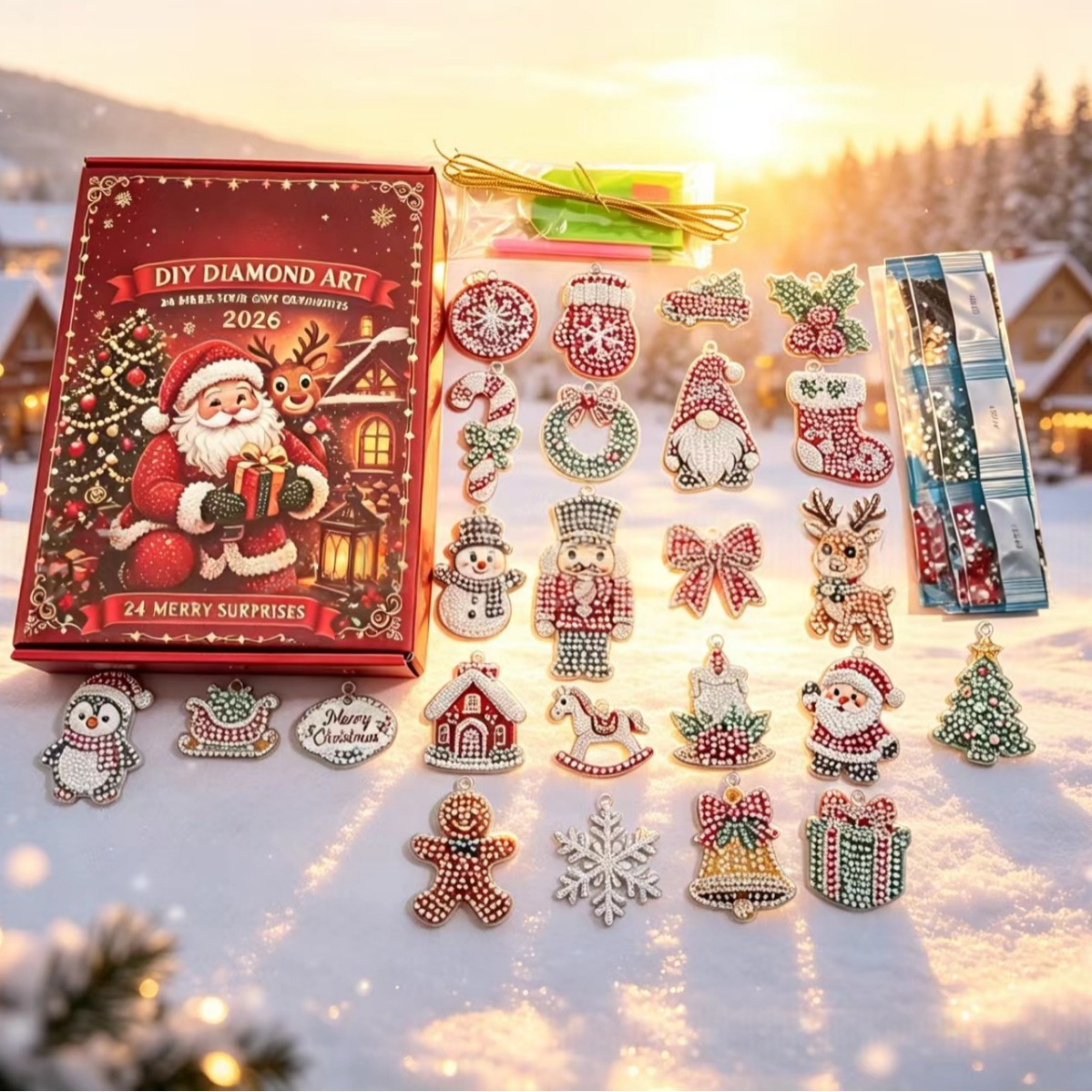 Keli Handmade DIY Diamond Calendar Santa Claus Decorative Pendant