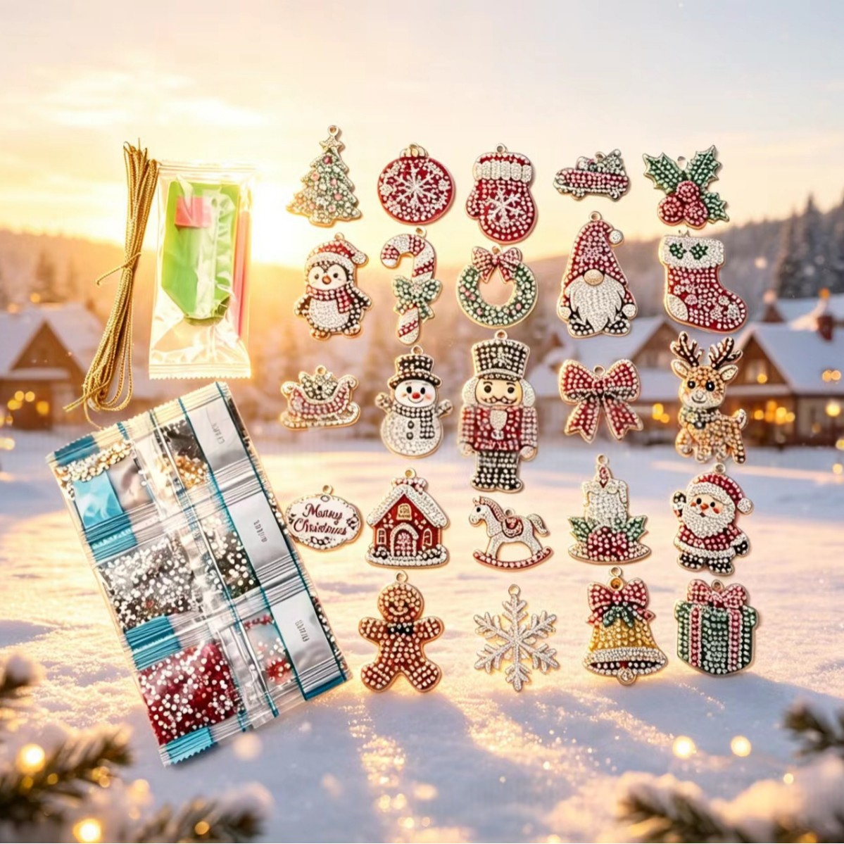Keli Handmade DIY Diamond Calendar Santa Claus Decorative Pendant 2