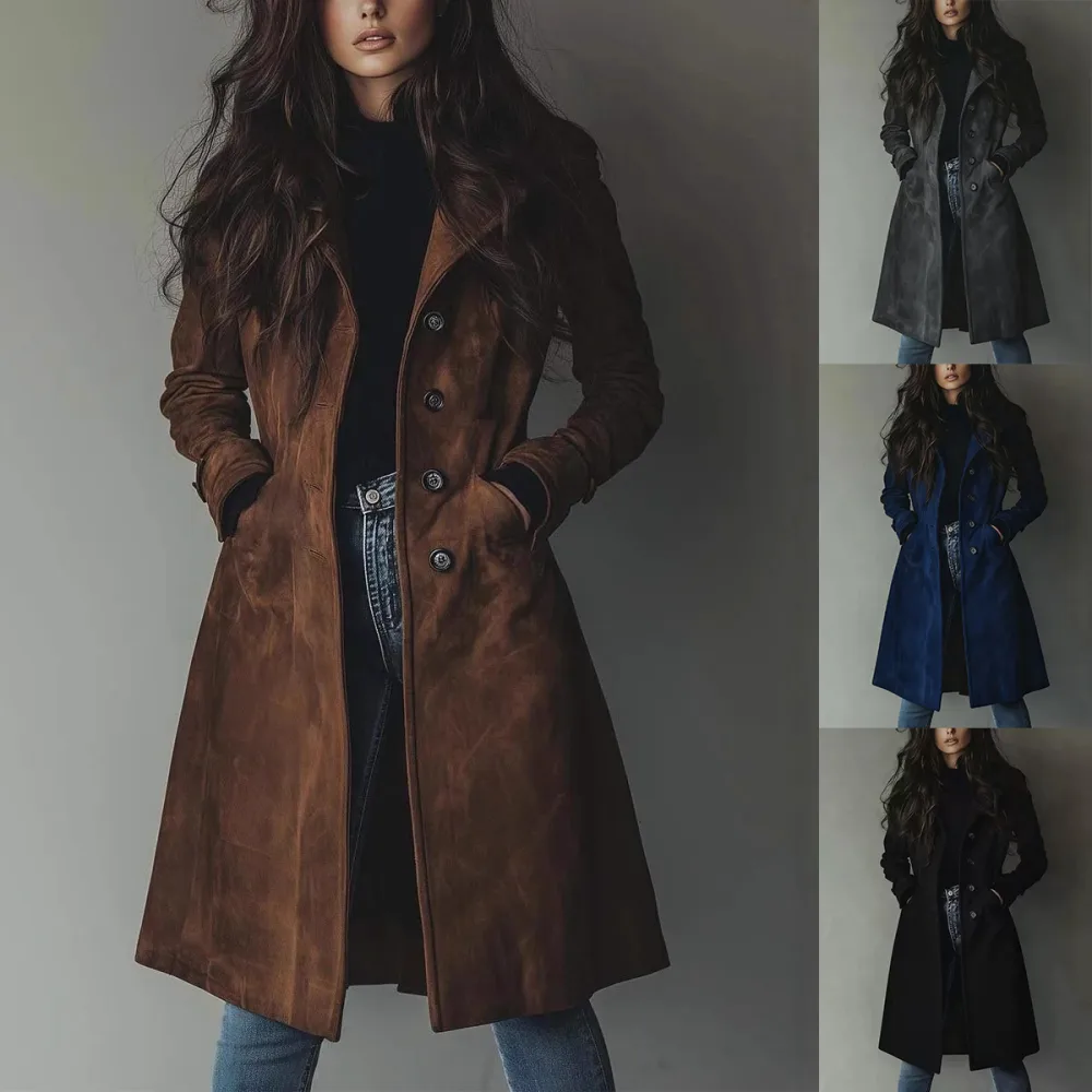 Women's Long Trench Coat Casual Loose Fit Fall Winter