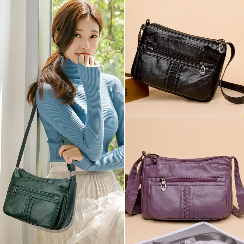 Women Genuine Leather Soft Shoulder Crossbody Backpack