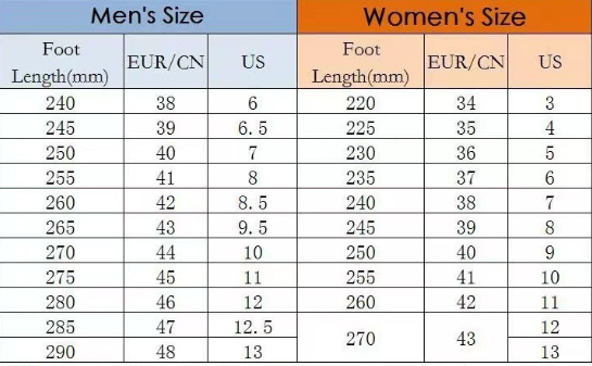 Size chart for pointed-toe slingback pumps