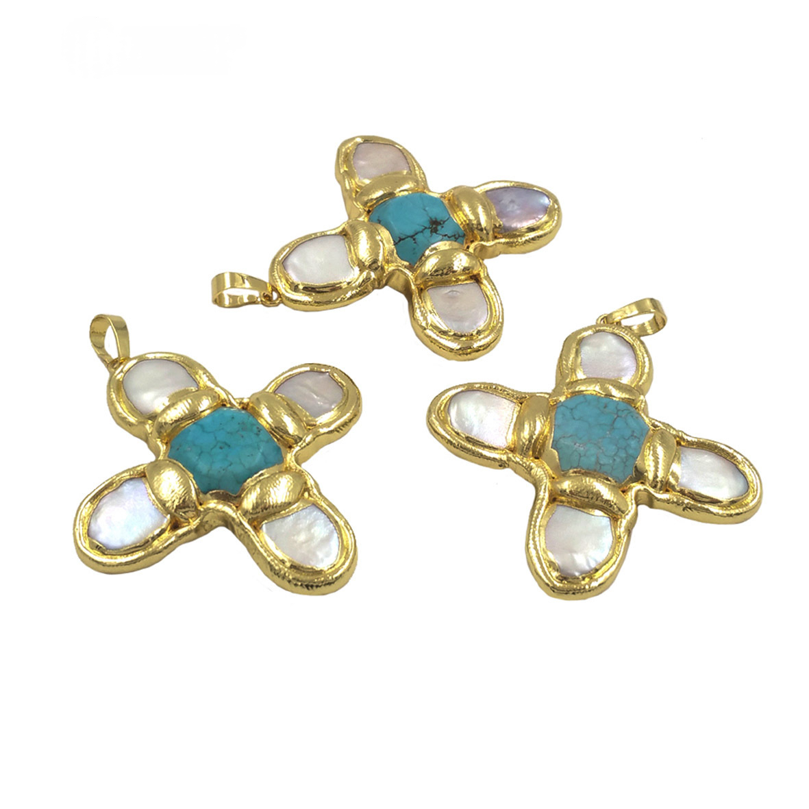 Turquoise Tourmaline Gold-plated Pendant Handmade Accessory