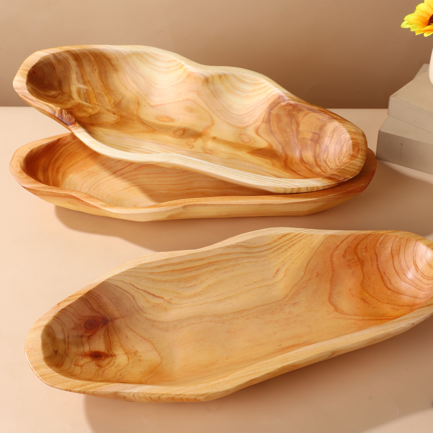 Hand-polished Serving Platter With Natural Wood Grain