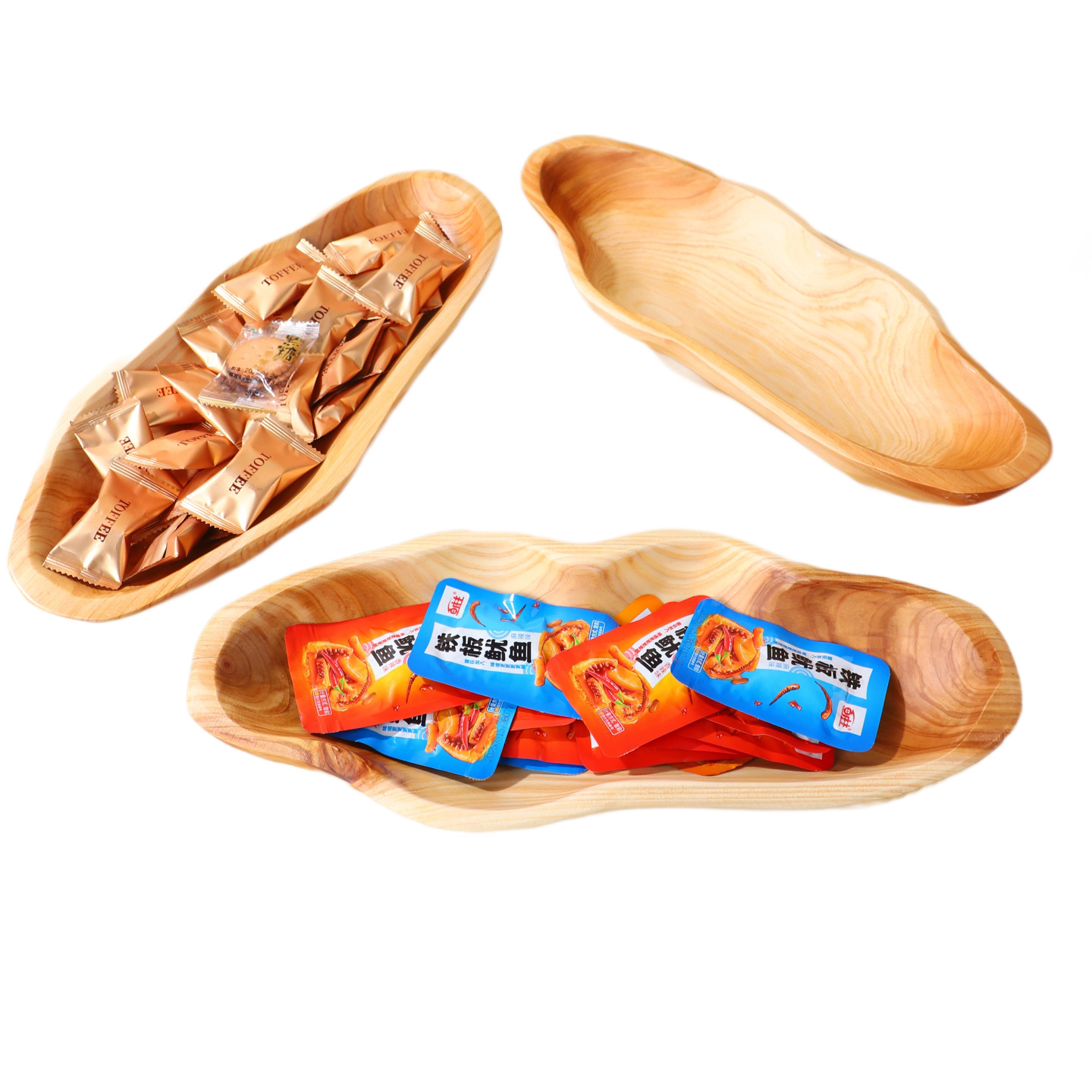 Hand-polished Serving Platter With Natural Wood Grain