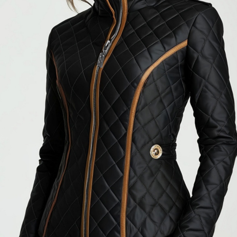Womens Stand-Collar Lightweight Quilted Cotton-Padded Jacket