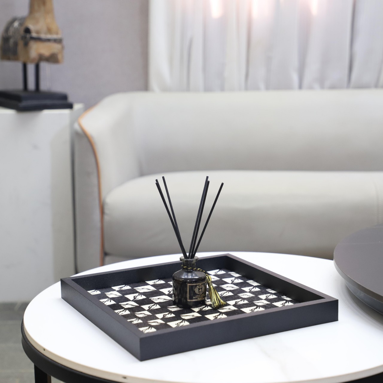Tavă decorativă pentru aromaterapia părului de cal din piele
