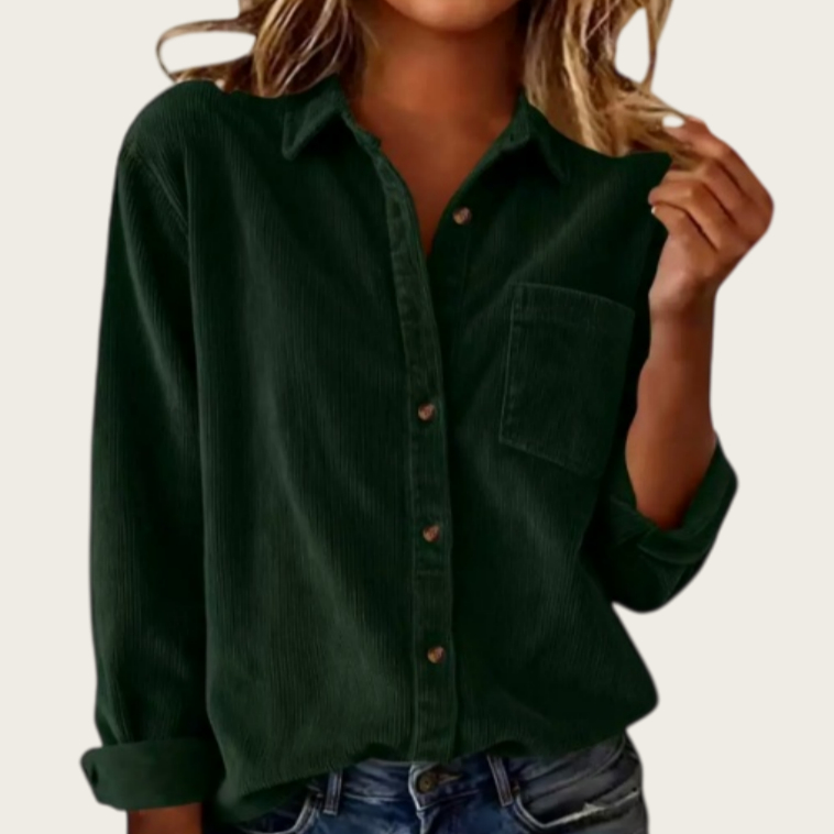 Women's Fashion Solid-Color Corduroy Long-Sleeve Lapel Shirt