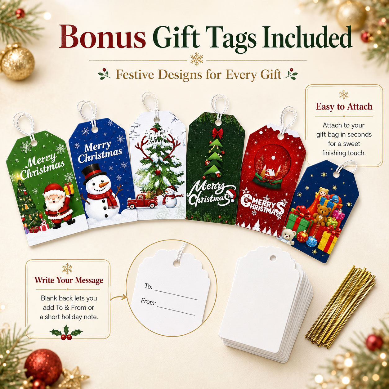 Pull-string Tied Pocket Christmas Gift Bag image 57