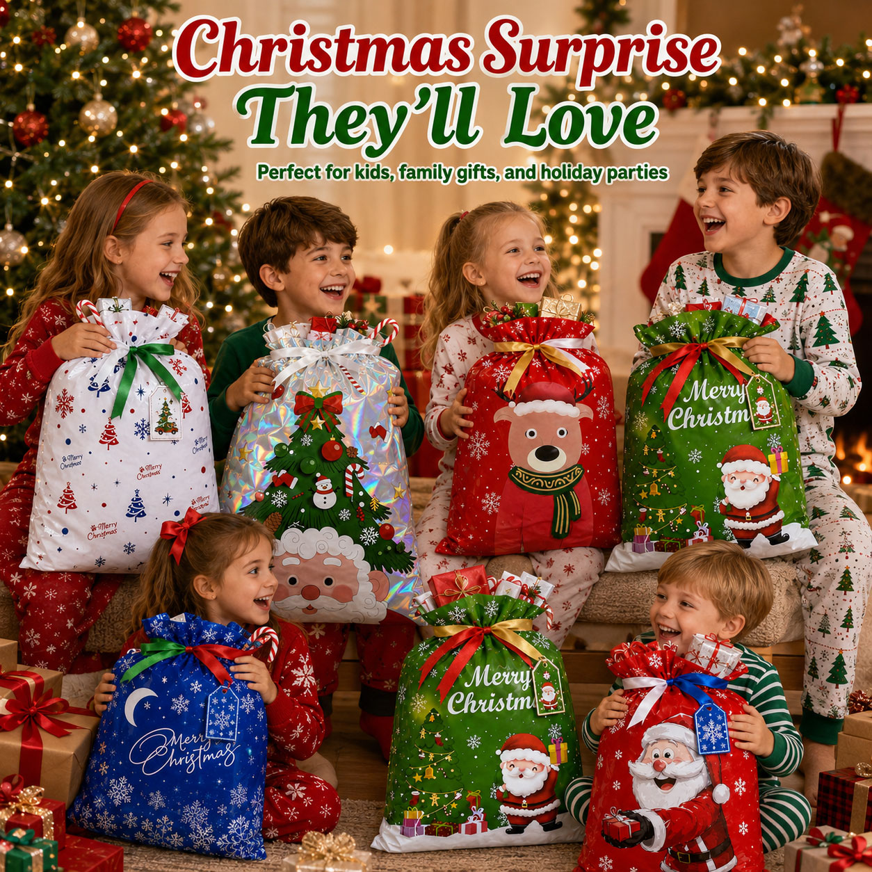 Pull-string Tied Pocket Christmas Gift Bag image 6