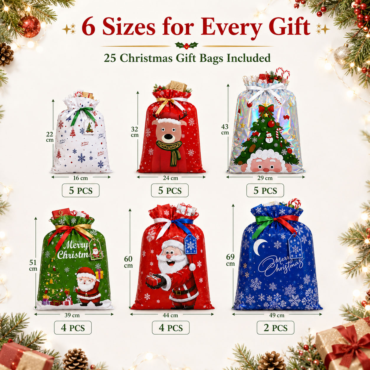 Pull-string Tied Pocket Christmas Gift Bag image 5