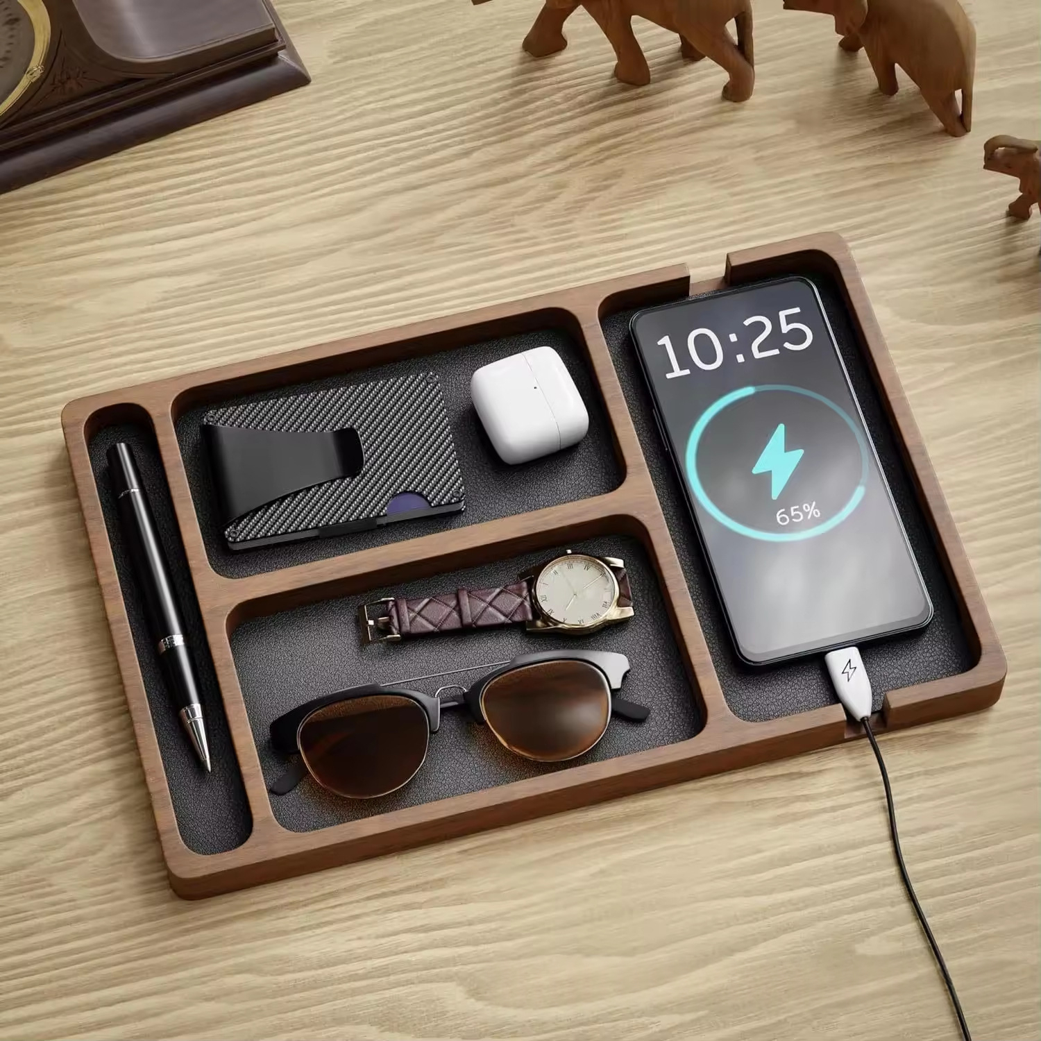 Solid Wood Tray Desktop Organizer Entryway Tray
