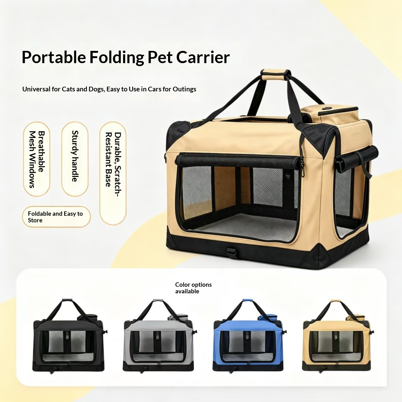 Large-capacity Portable Foldable Pet Carrier For Car Use