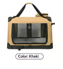 Large-capacity Portable Foldable Pet Carrier For Car Use - Large-capacity Portable Foldable Pet Carrier For Car Use Khaki L