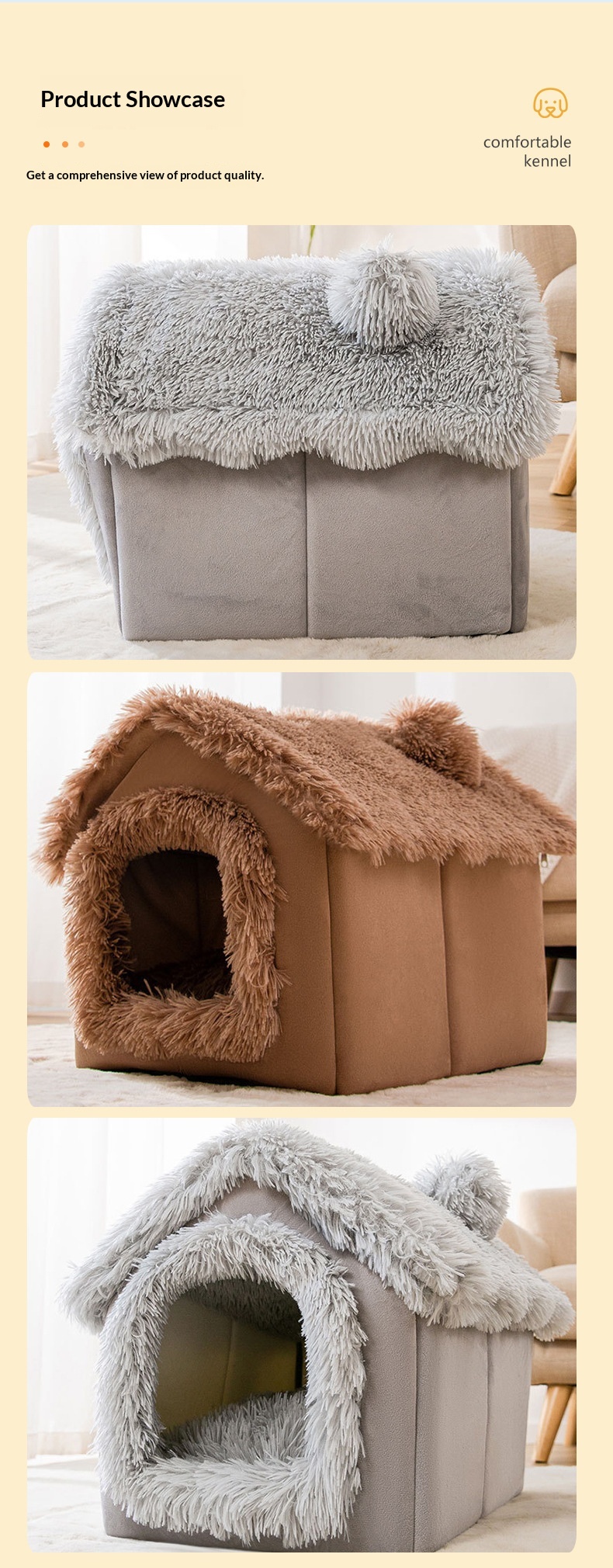 Plush Snowflake House Cat Bed Dog Bed detail photo 2