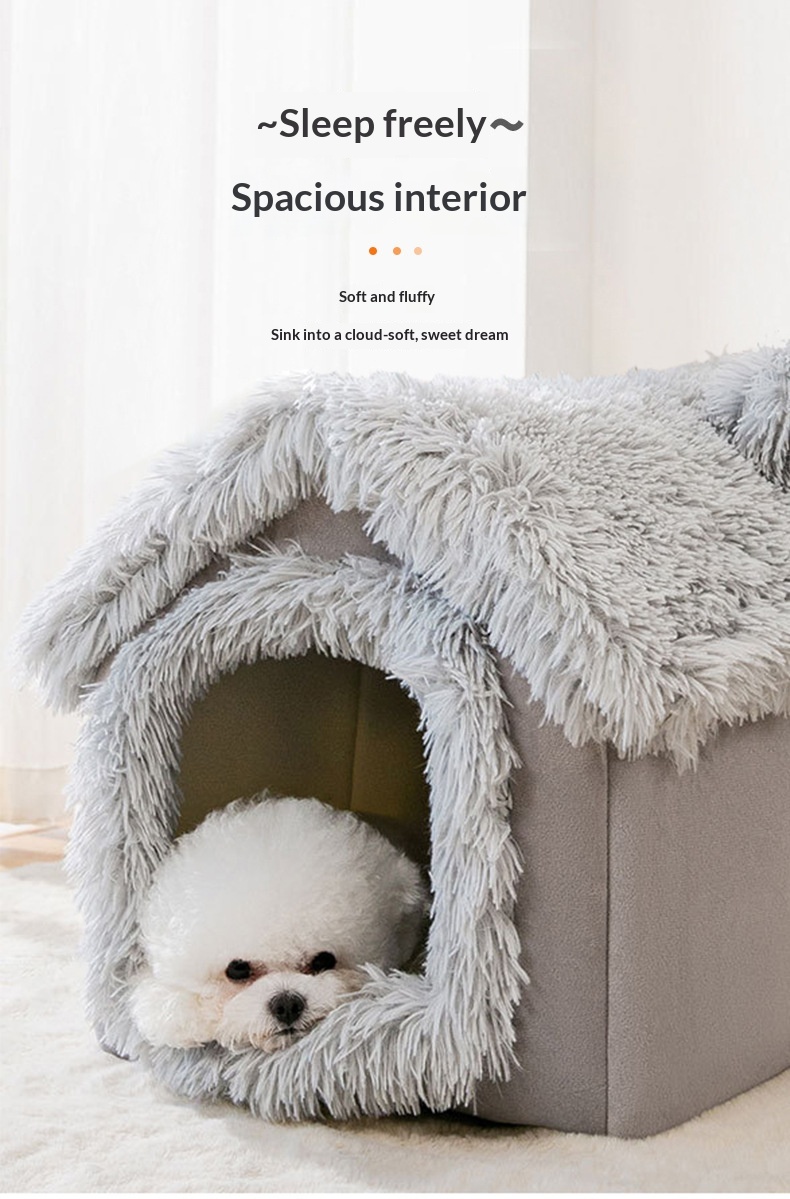 Plush Snowflake House Cat Bed Dog Bed detail photo 9