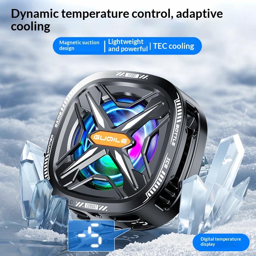 Magnetic Clip-on Semiconductor Phone Cooler - Digital Display Adjustable Speed Direct Cooling Fan For Mobile Gaming